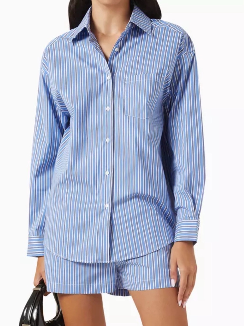 SOLID & STRIPED Blue and White Striped Shirt & Shorts Set